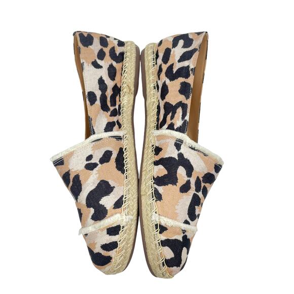 Schutz Ohanna Leopard Print Canvas Espadrilles Slip On Neutal Size 10 - Picture 7 of 13